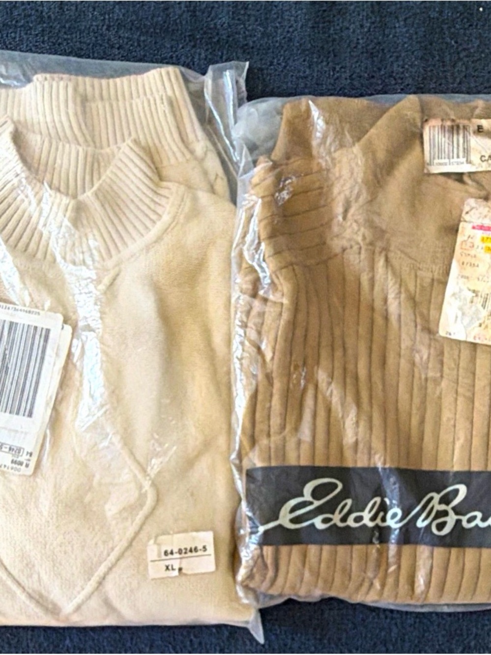 Eddie Bauer Men's Crewneck Sweater - Cream and Tan. Liberty blues XL
